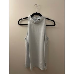 NWT ANN TAYLOR Light Blue Sleeveless High-Neck Blouse (Sz S)
